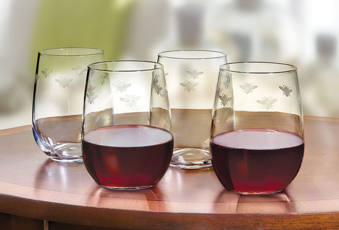 2794: Bee Stemless Wine Glasses (Set of Four) (Product Detail)