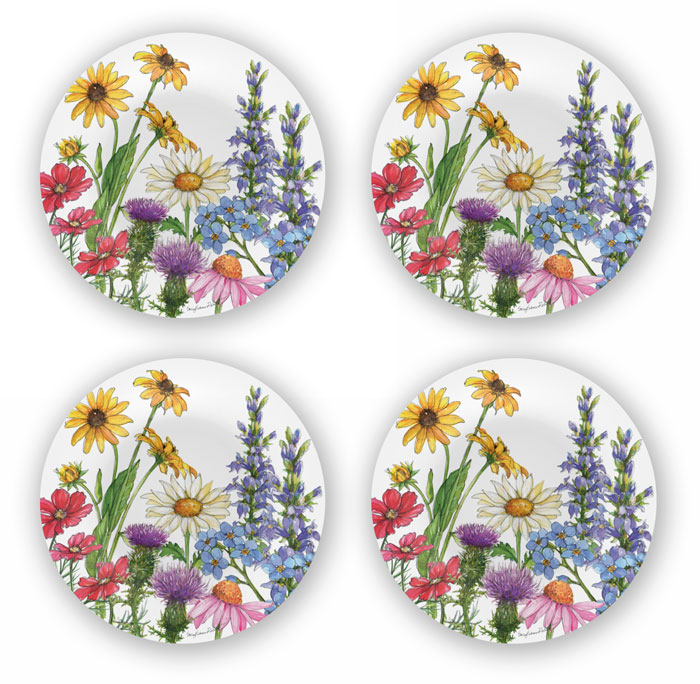 1307: Wildflowers Bamboo Dinner Plates [Set of Four] (Product Detail)