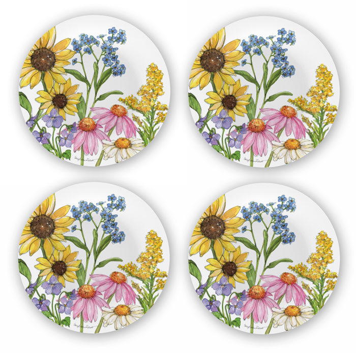 1308: Wildflowers Bamboo Salad Plates [Set of Four] (Product Detail)