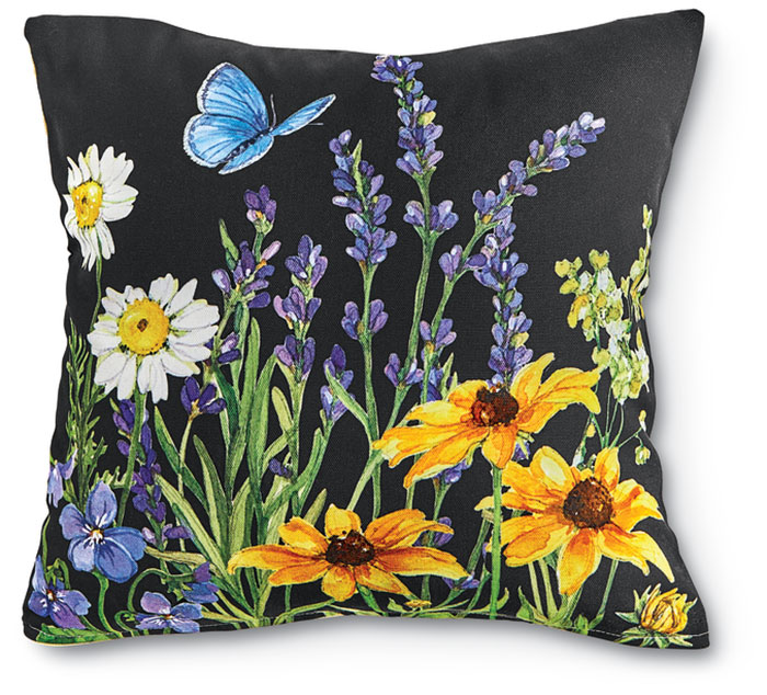 1447: Flower Dance I Pillow (Blue Butterfly) (Product Detail)