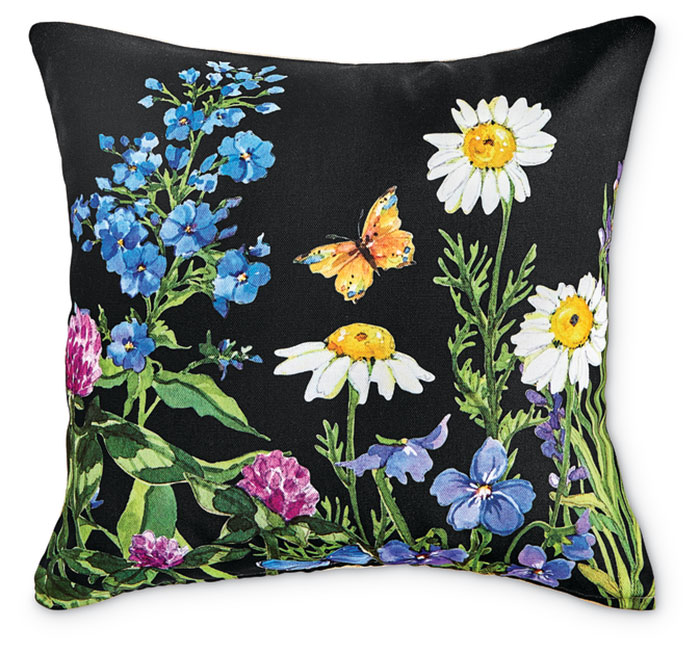 1448: Flower Dance II Pillow (Yellow Butterfly) (Product Detail)