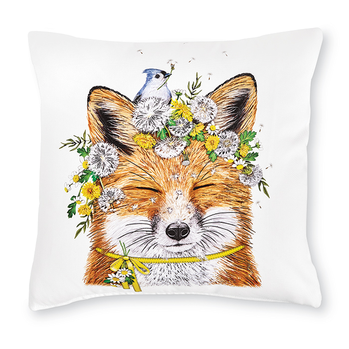 9418: Fox with Bird Spring Pillow (Product Detail)