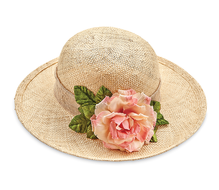 3616: Sisal Straw Hat with Peonies (Product Detail)