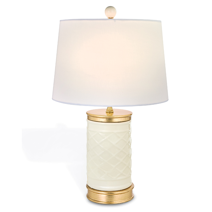 6896: White Porcelain Clairie Lamp with Gold Trim (Product Detail)