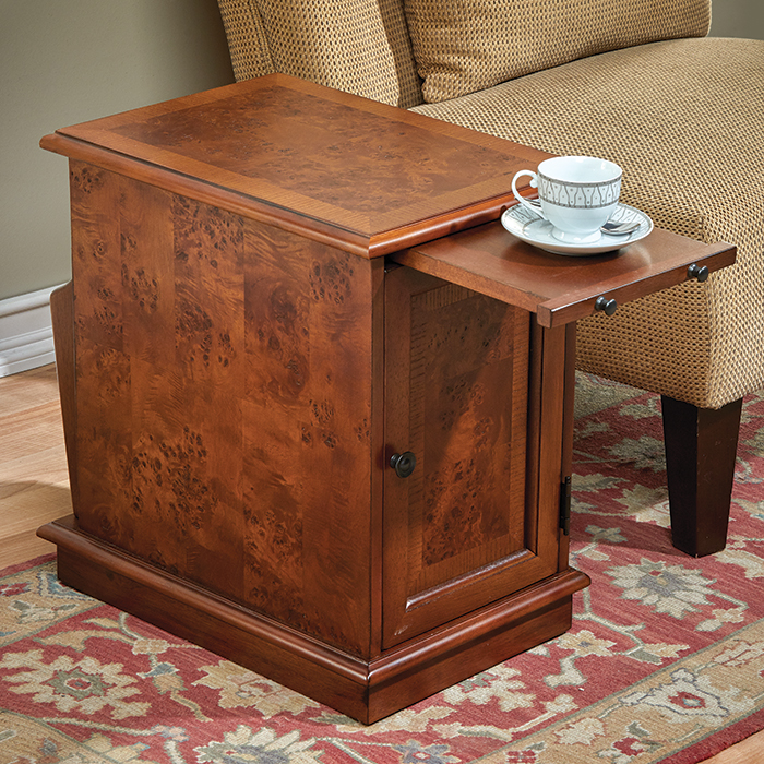 4942: Burl Walnut Chest with Magazine Rack (Product Detail)