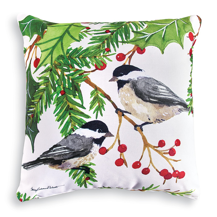 4924: Chickadee Holiday Pillow (Product Detail)