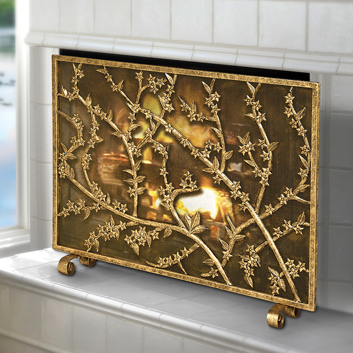 2816: Antique Gold Blossoms and Branches Fire Screen
 (Product Detail)