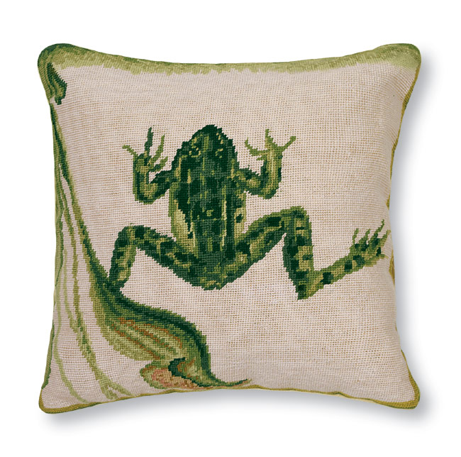 3499: Frog (Water)  Needlepoint Pillow (Product Detail)