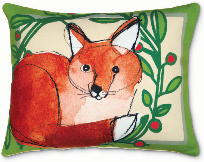 7016: Fox and Holly Pillow (Product Detail)