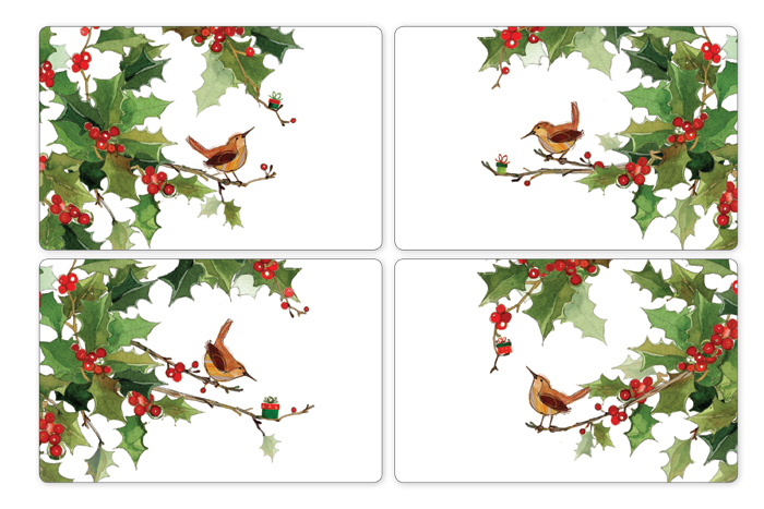 7644: Wren and Holly Dinner Placemats (Set of Four) (Product Detail)