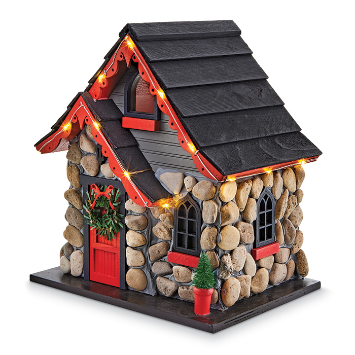 2389: Holiday Stone Cottage with LED Lights (Product Detail)