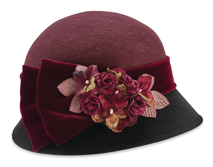 4186: Two-Tone Cloche with Floral Bouquet (Product Detail)