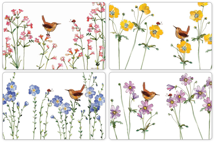 7944: Wren and Flowers Placemats (Set of Four) (Product Detail)