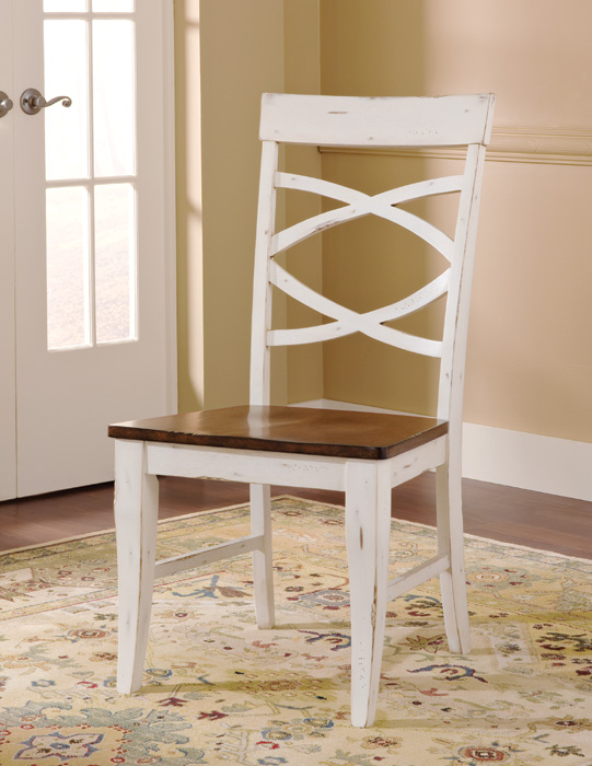 5219: Cross Side Chair/White (Set of Two) (Product Detail)