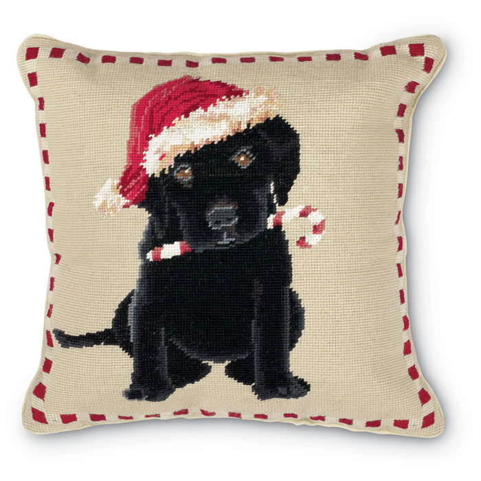 5266: Holiday Black Lab Pillow (Product Detail)