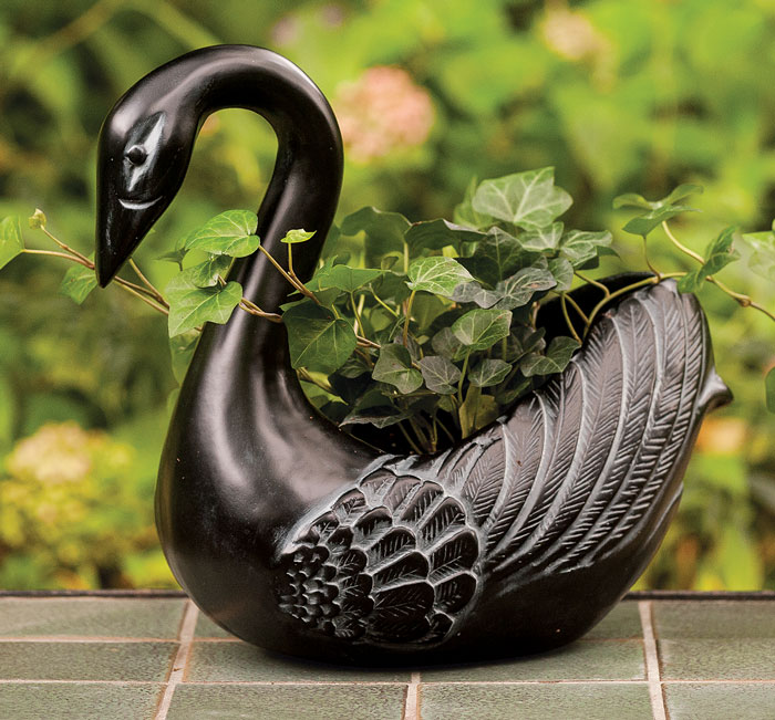 6375: Ebony Swan Planter (Product Detail)