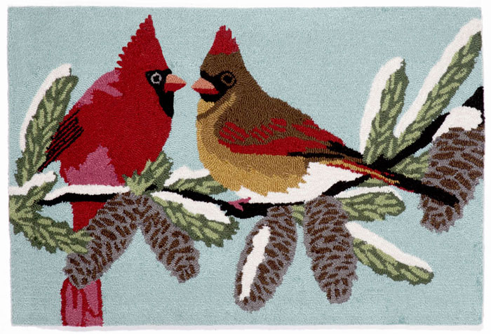 6842: Winter Cardinals Rug  20" x 30" (Product Detail)