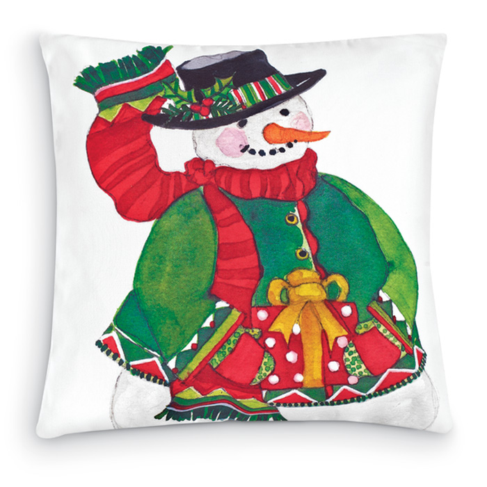 7358: Snowman with Present Pillow (Product Detail)