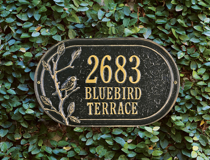 7359: Bird and Branch Aluminum Address Plaque  (Product Detail)