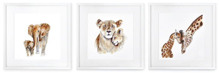 7397: Moms and Baby Animals Wall Art (Set of Three) (Product Detail)