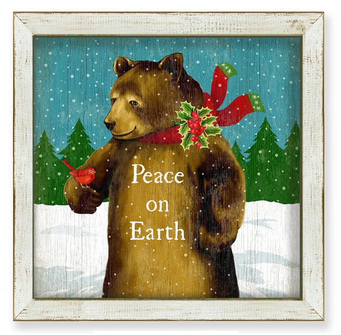 7418: "Peace on Earth" Brown Bear Wall Art (Product Detail)