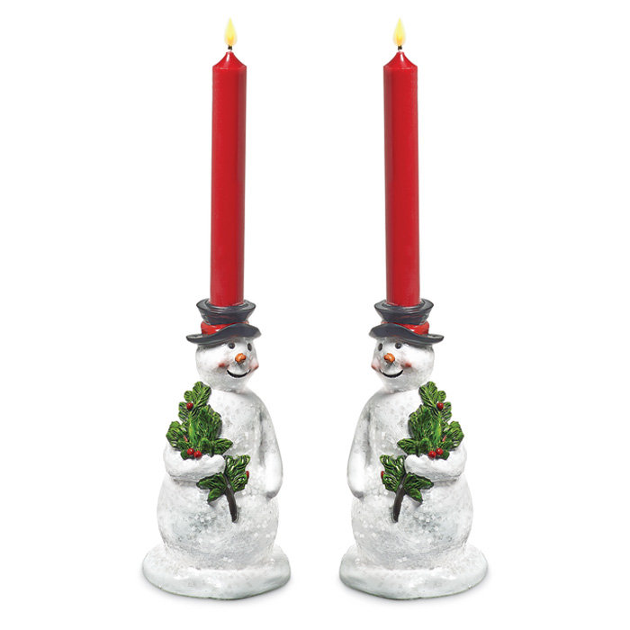 7342: Snowmen Candleholders (Set of Two) (Product Detail)