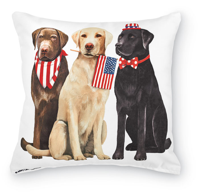 7459: Patriotic Dogs Pillow (Product Detail)