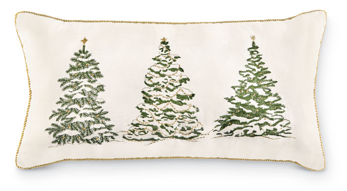 8193: Embroidered Trees Lumbar Pillow (Product Detail)