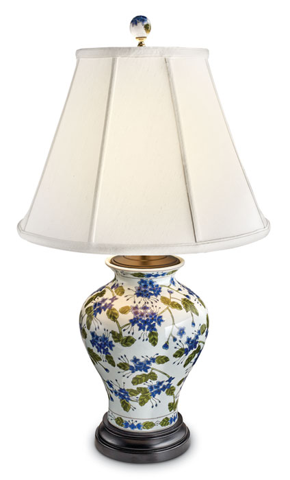 8554: Blue Flowers with Greenery Classic Jar Lamp (Product Detail)