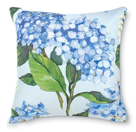 8764: Hydrangea on Blue Pillow I (Product Detail)