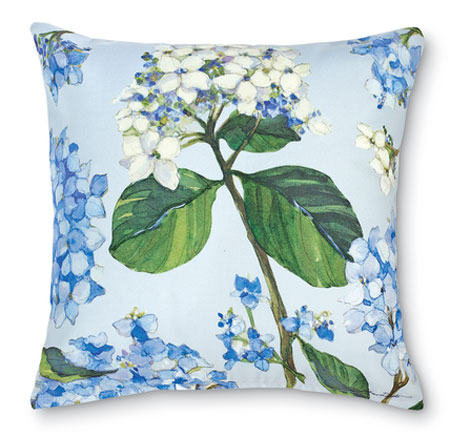 8765: Hydrangea on Blue Pillow II (Product Detail)